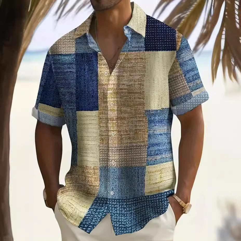 Fashion  Print Lapel Short Sleeve