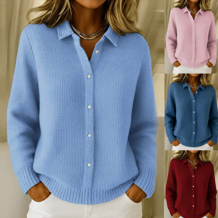 Casual Fashion Button Knitted Lapel Sweater