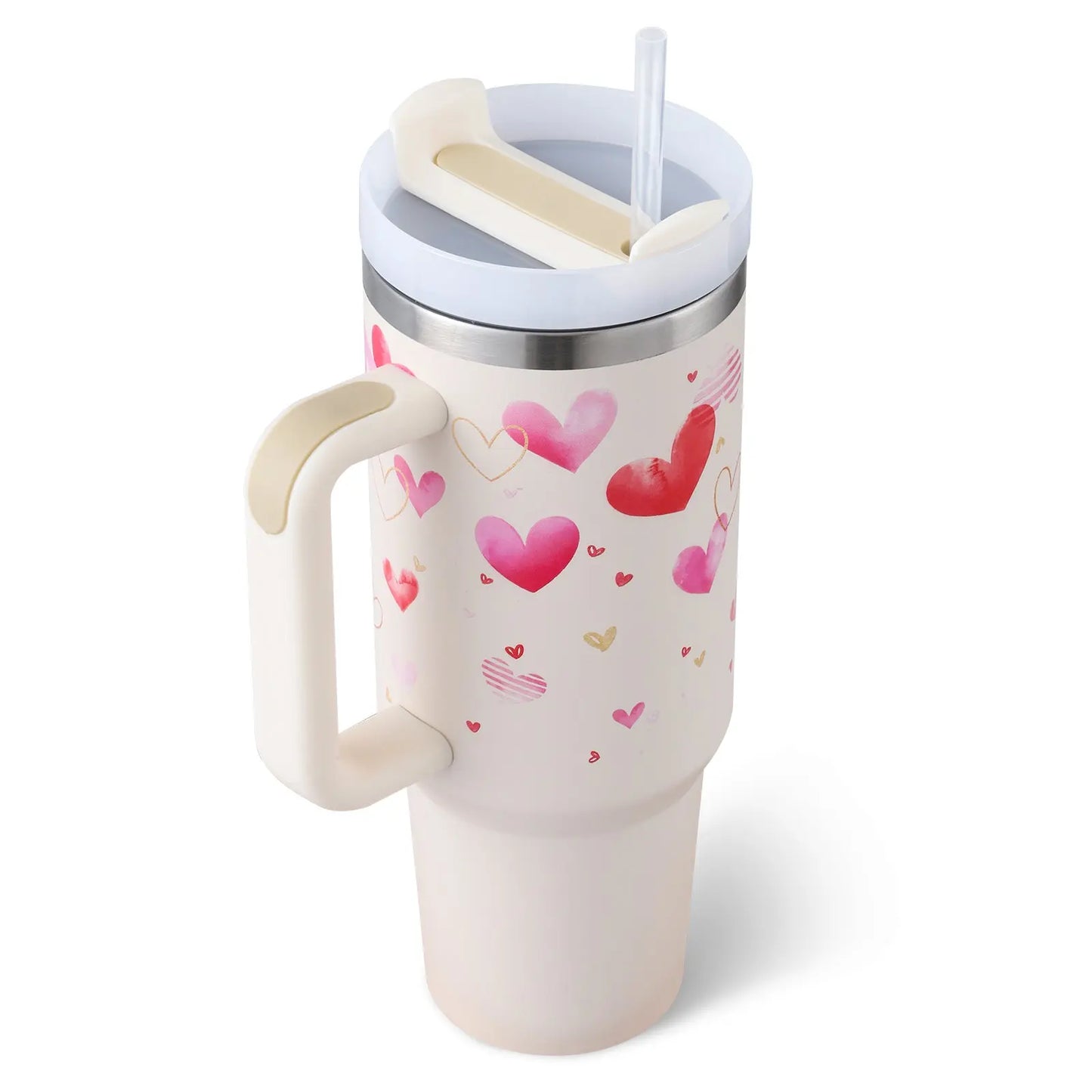 40 Oz Tumbler With Handle Straw Insulated, Stainless Steel Spill Proof Vacuum Aura Heaven