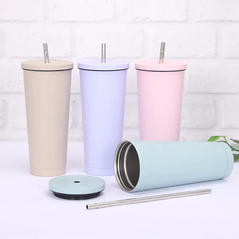 Creative Coffee Cup with Stainless Steel Straw Cup Insulation Cup Aura Heaven