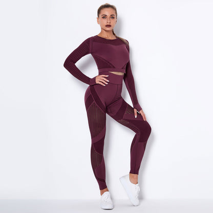 Seamless Knitted Absorbent Yoga Long-Sleeved Suit Yoga Wearsuit Aura Heaven