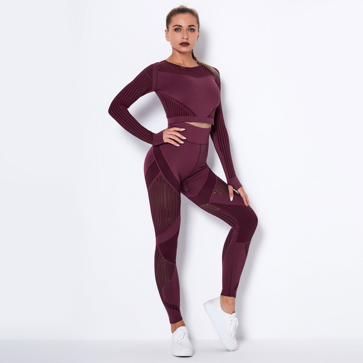 Seamless Knitted Absorbent Yoga Long-Sleeved Suit Yoga Wearsuit Aura Heaven