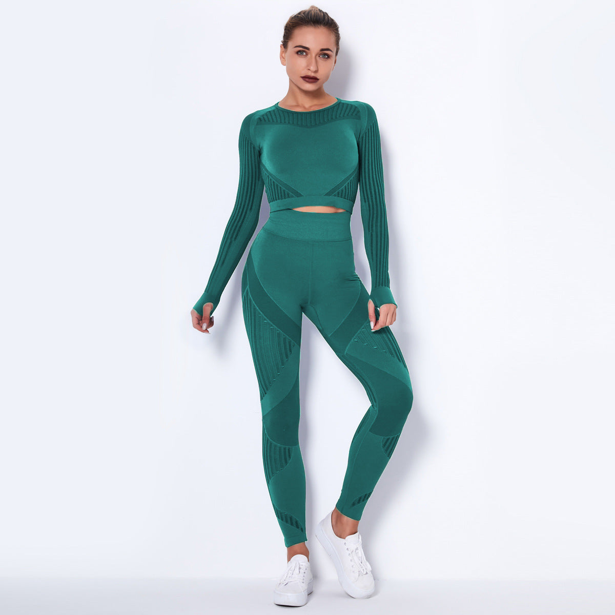 Seamless Knitted Absorbent Yoga Long-Sleeved Suit Yoga Wearsuit Aura Heaven