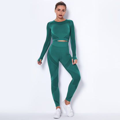 Seamless Knitted Absorbent Yoga Long-Sleeved Suit Yoga Wearsuit Aura Heaven