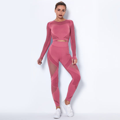 Seamless Knitted Absorbent Yoga Long-Sleeved Suit Yoga Wearsuit Aura Heaven