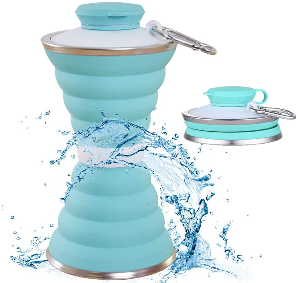 500ml Foldable Silicone Sports Bottle – front view | Aura Heaven