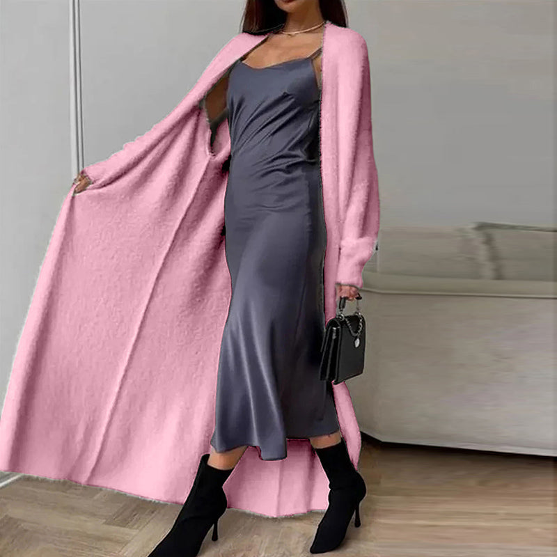 Slouchy Open Front Duster Coat, Fuzzy Cozy Layer