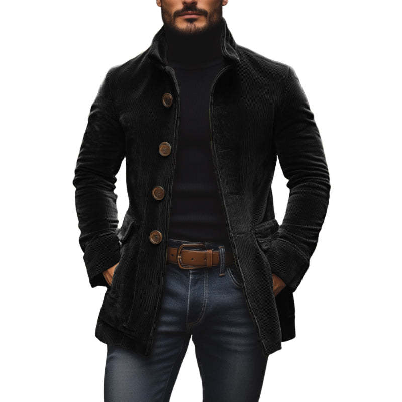 Jacket Winter Stand Collar Button-up Coat Casual Blazer Outerwear Clothing