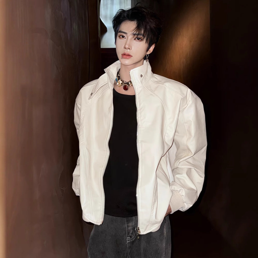 Men's Stylish Casual Short Leather Jacket