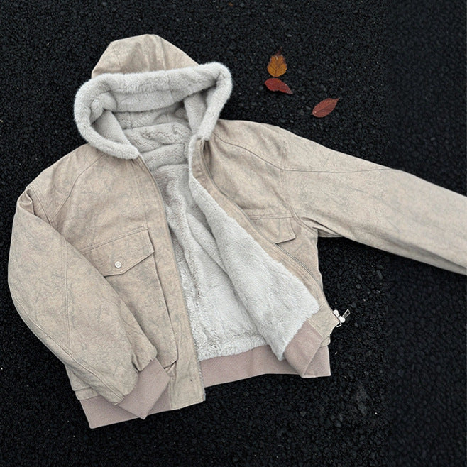 New Winter Men's Retro Marble-Textured Cotton Padded Jacket