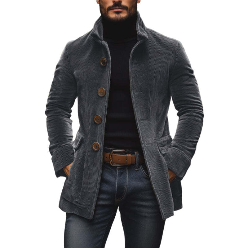 Jacket Winter Stand Collar Button-up Coat Casual Blazer Outerwear Clothing