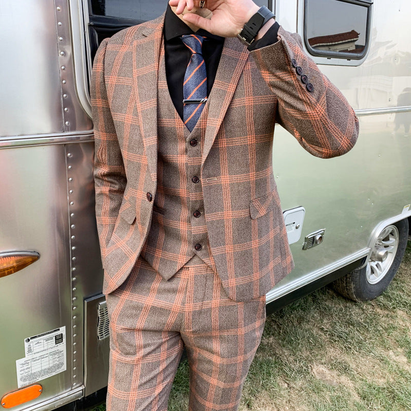 Mens 3-piece Suit In Korean And British Styles, Slim-fit