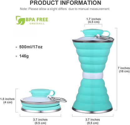500ml Foldable Silicone Sports Bottle – back view | Aura Heaven