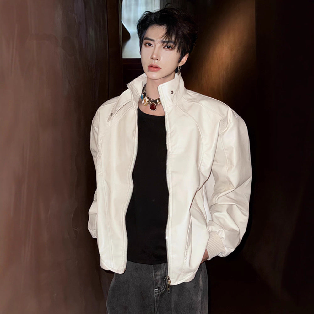 Men's Stylish Casual Short Leather Jacket