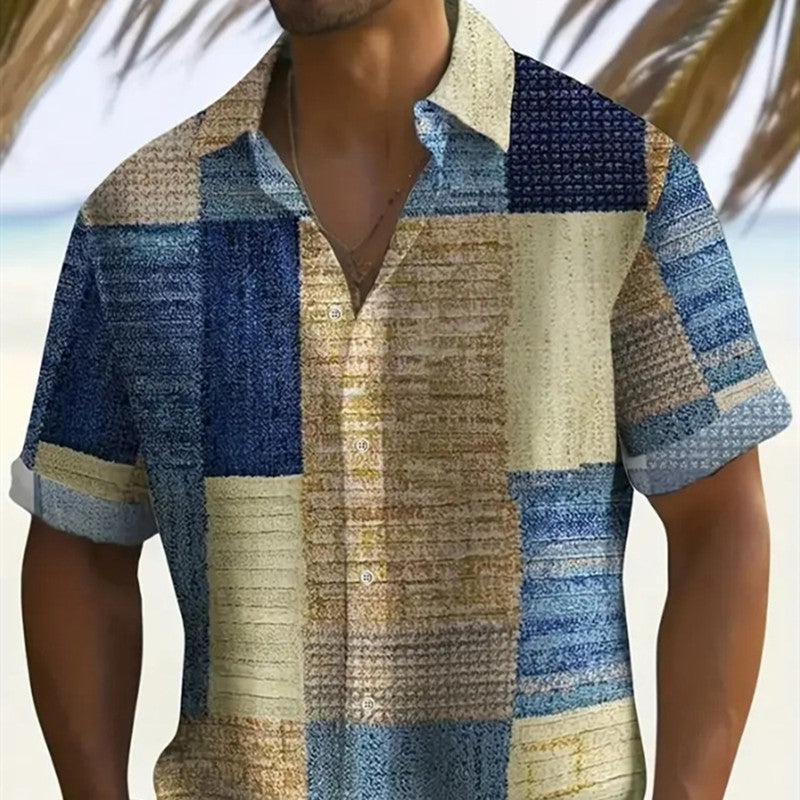 Fashion  Print Lapel Short Sleeve