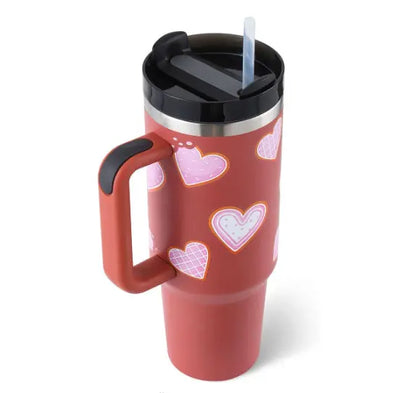 40 Oz Tumbler With Handle Straw Insulated, Stainless Steel Spill Proof Vacuum Aura Heaven