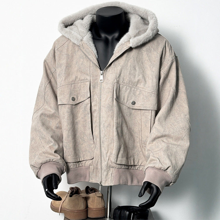 New Winter Men's Retro Marble-Textured Cotton Padded Jacket