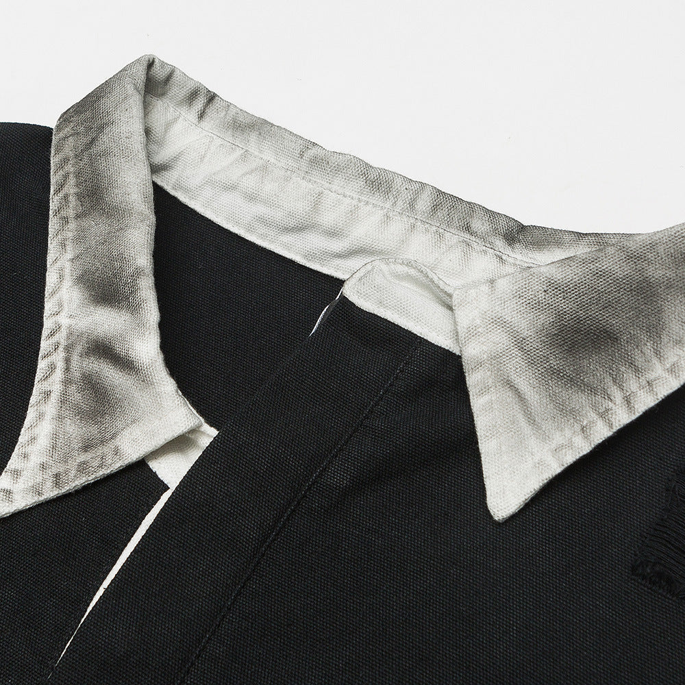 Patchwork Long Sleeve Polo