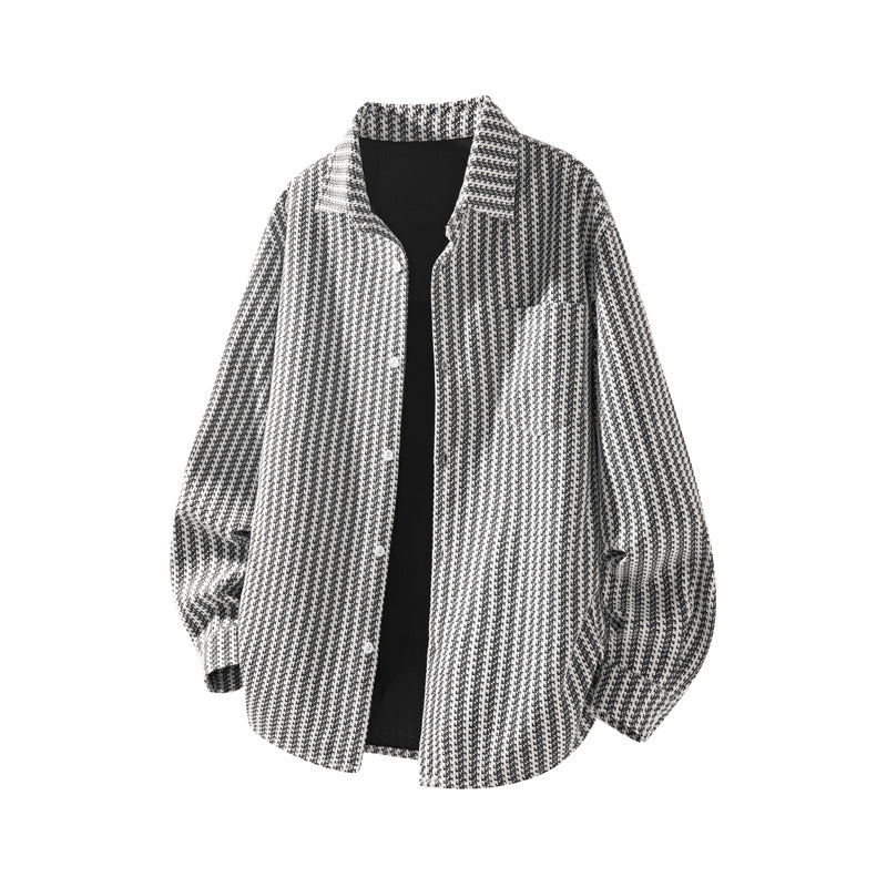 Men's Bold Herringbone Chanel-Style Shirt Jacket