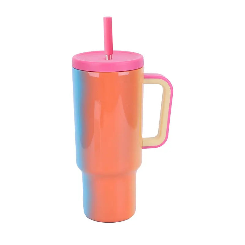 40oz Gradient Color Cup Stainless Steel Rainbow Paint Aura Heaven