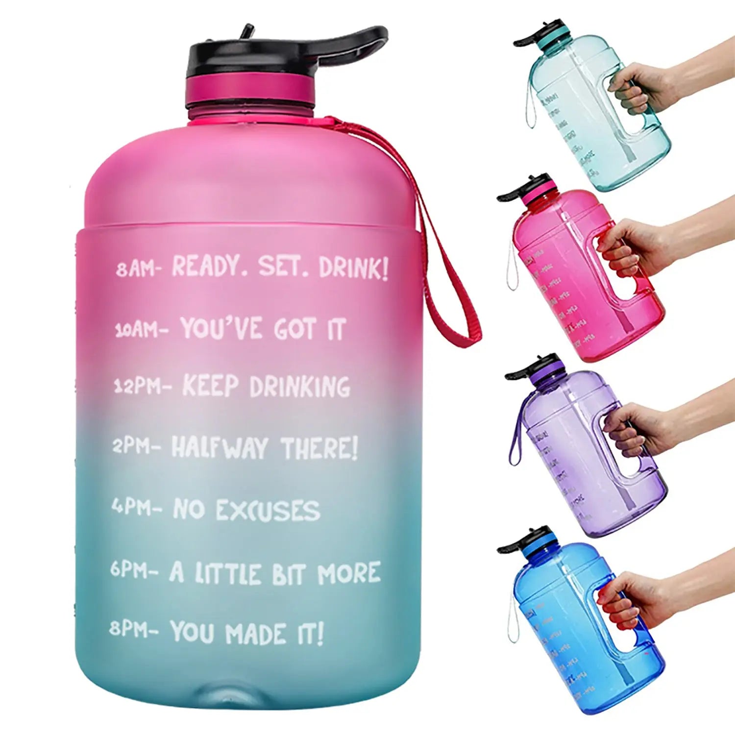 QuiFit Gallon Water Bottle with Straw Clear Plastic Drinking Bottles Aura Heaven