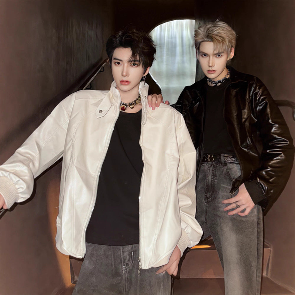 Men's Stylish Casual Short Leather Jacket