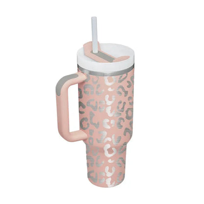 40 Oz Tumbler With Handle Straw Insulated, Stainless Steel Spill Proof Vacuum Aura Heaven