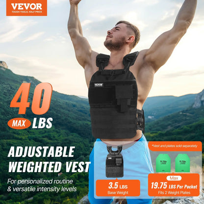 Weighted Vest, 40lb Weight Vest, Adjustable Body Weight Jacket For Men Women Aura Heaven