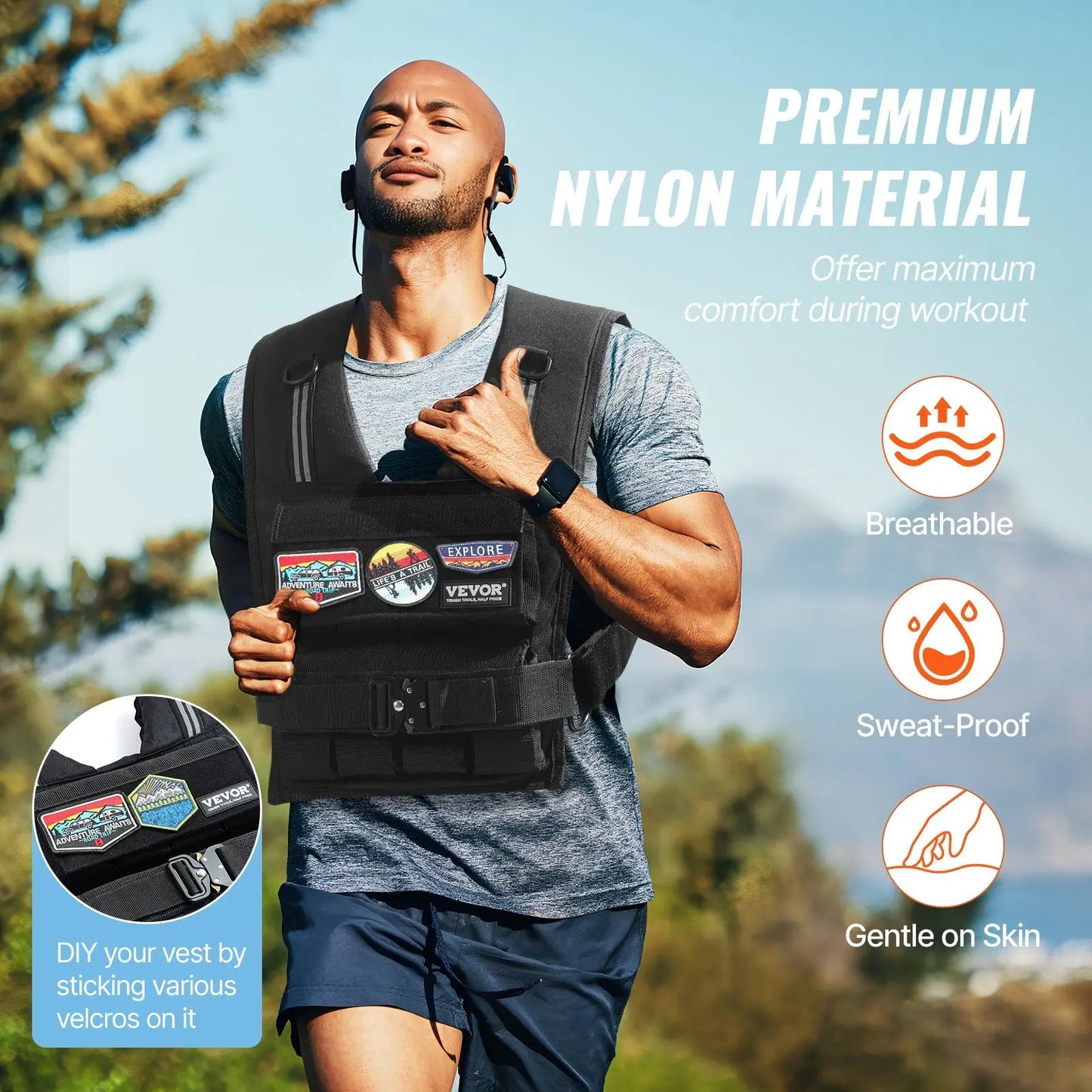 Adjustable Weighted Vest, 35lb Weight Vest With Iron Weights Aura Heaven