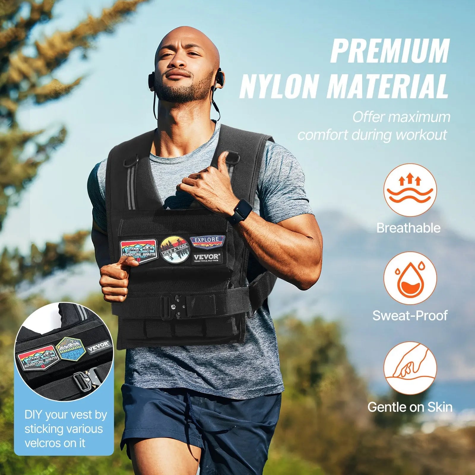 Adjustable Weighted Vest, 35lb Weight Vest With Iron Weights Aura Heaven
