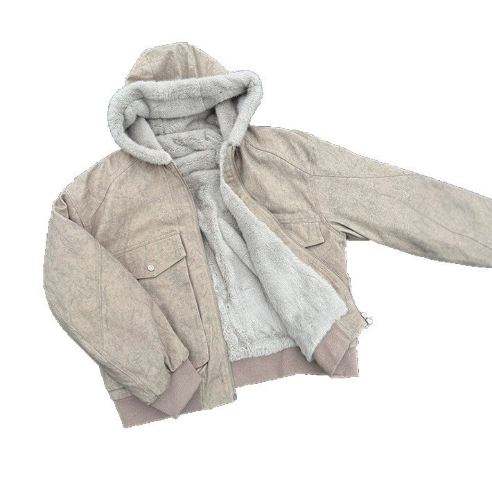 New Winter Men's Retro Marble-Textured Cotton Padded Jacket