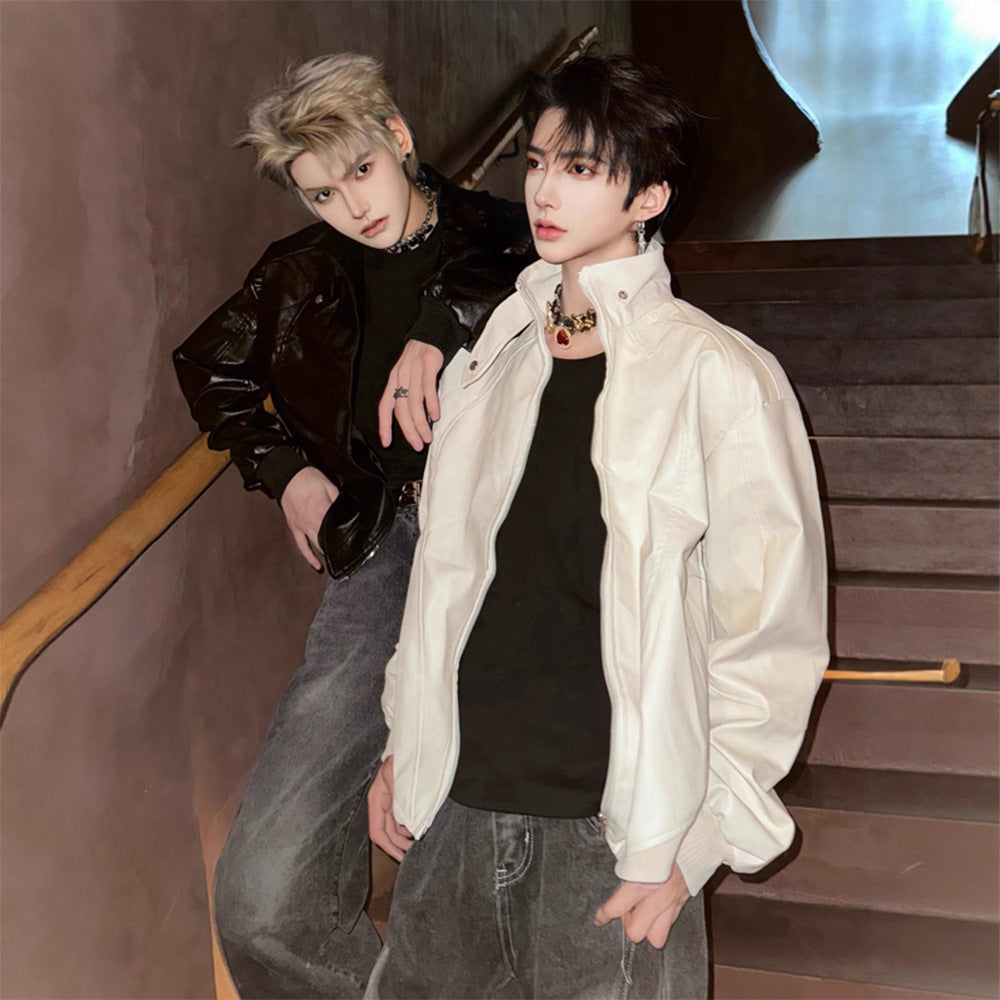 Men's Stylish Casual Short Leather Jacket