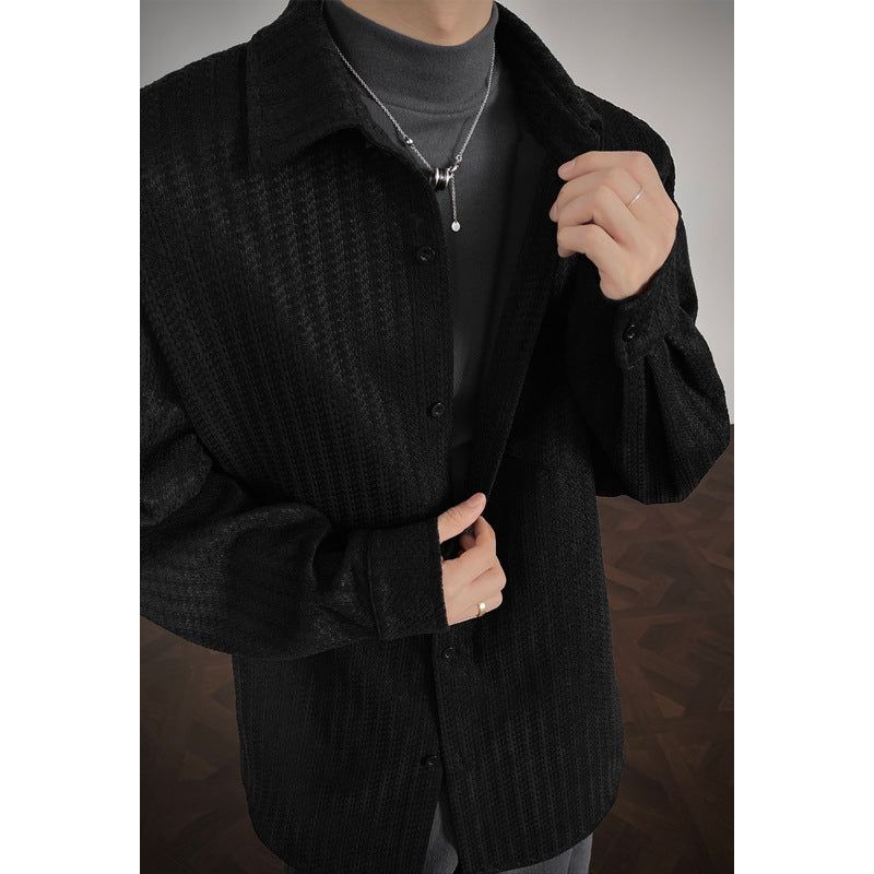 Men's Bold Herringbone Chanel-Style Shirt Jacket
