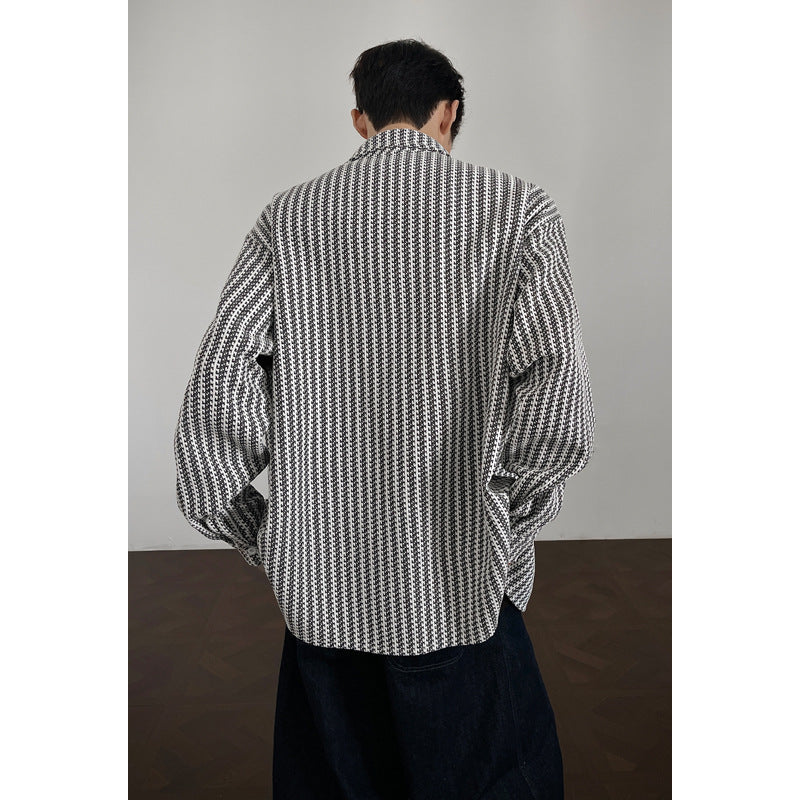 Men's Bold Herringbone Chanel-Style Shirt Jacket