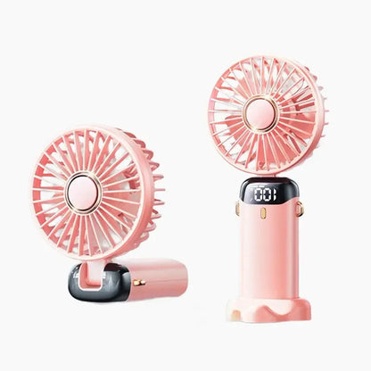 Mini Cooling Fan Rechargeable Battery USB Handheld Digital Display Aura Heaven