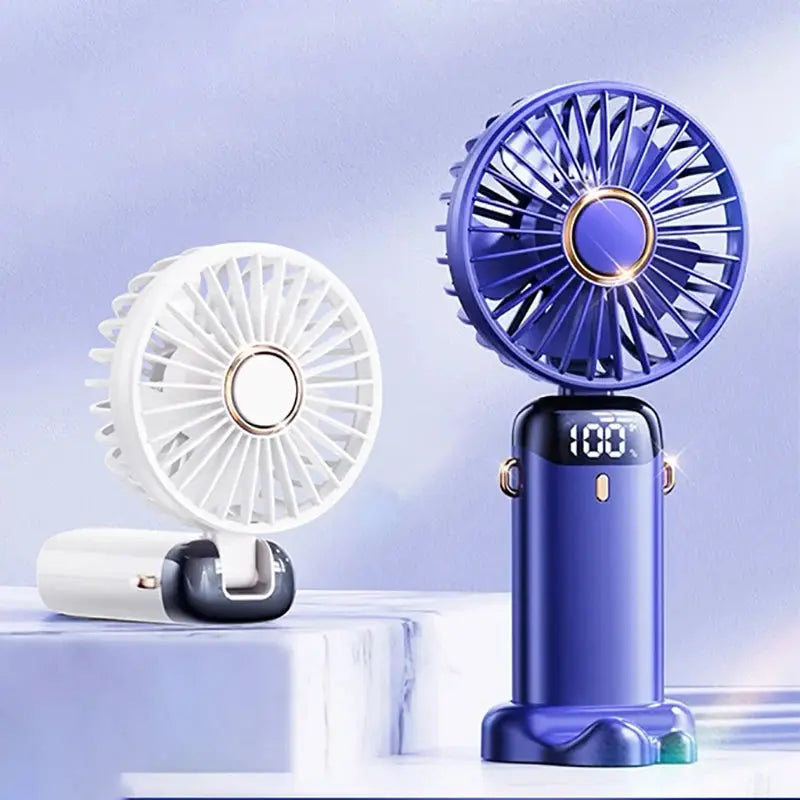 Mini Cooling Fan Rechargeable Battery USB Handheld Digital Display Aura Heaven