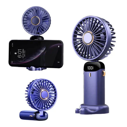Mini Cooling Fan Rechargeable Battery USB Handheld Digital Display Aura Heaven