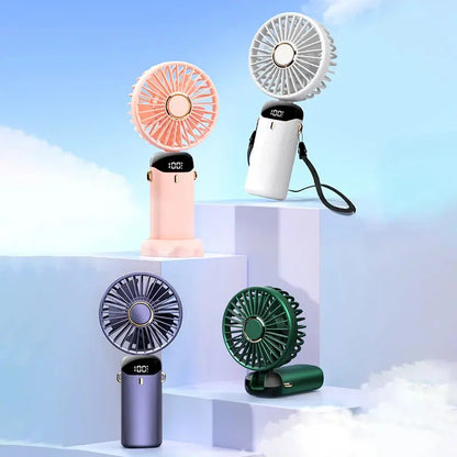 Mini Cooling Fan Rechargeable Battery USB Handheld Digital Display Aura Heaven