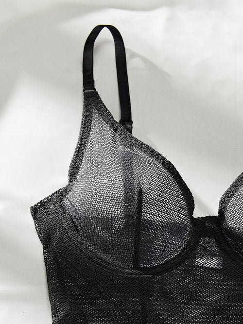 Underwear Hole Mesh Cloth Splicing Mesh Can Be Open Sexy Sleeveless