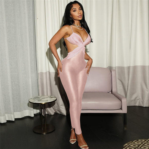 Women Clothes Sexy Backless Contrast Color High Waist Tight