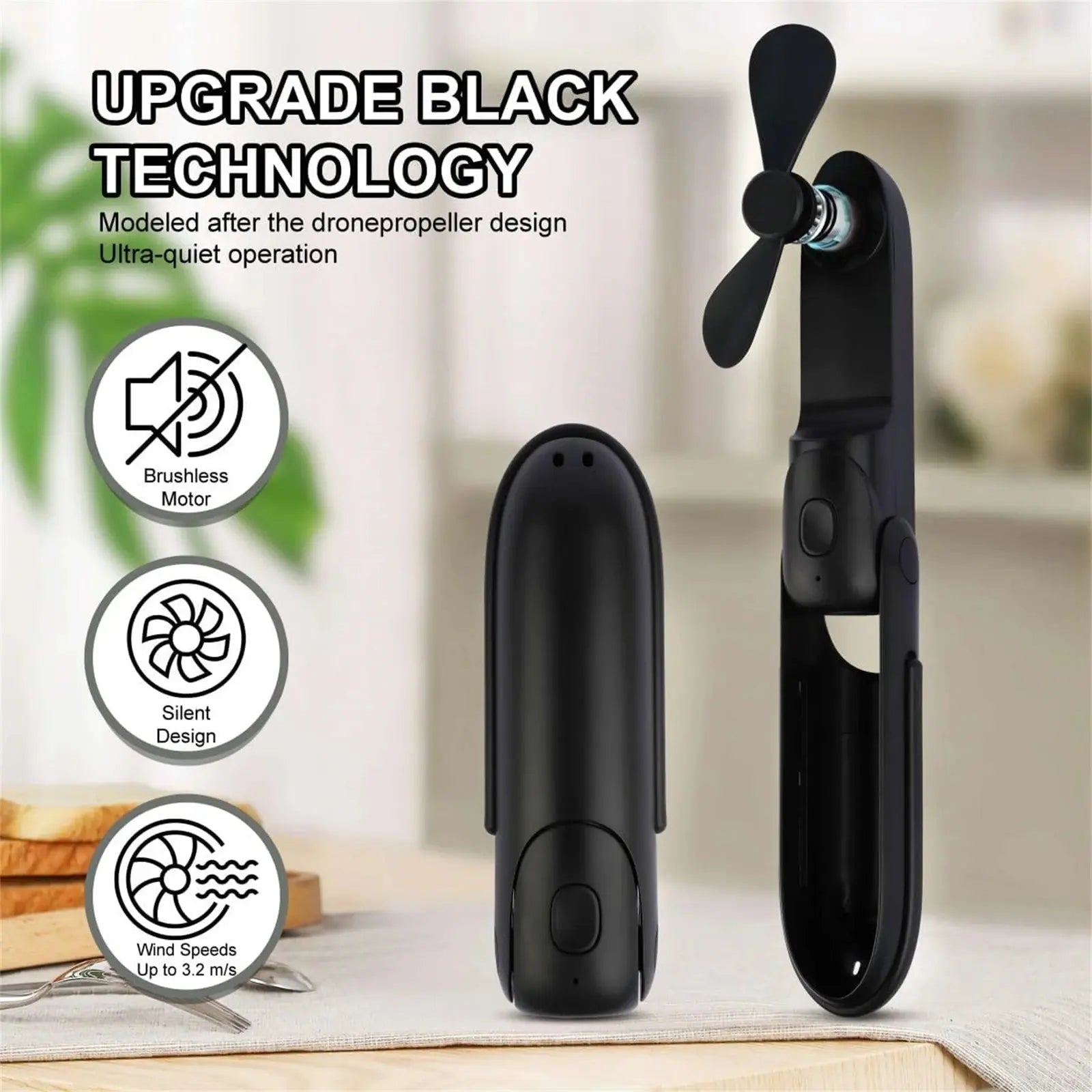 Mini Fan Handheld, 3 Speeds Handheld Fan, 3 in 1 Portable USB Fan with Flashlight Power Aura Heaven
