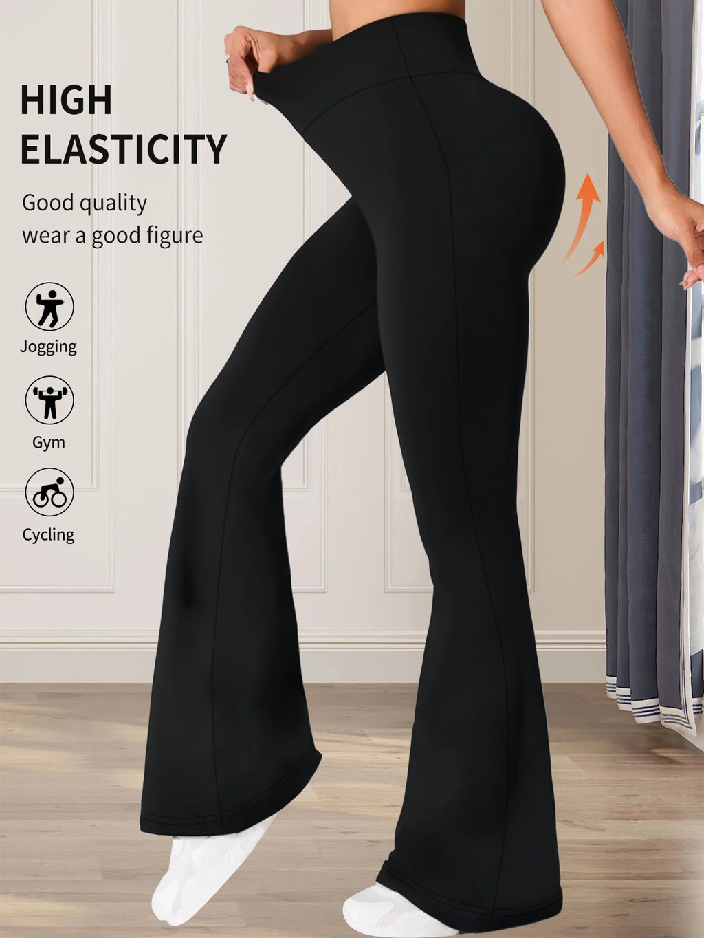 spring and summer high waisted tight fitting flared pants