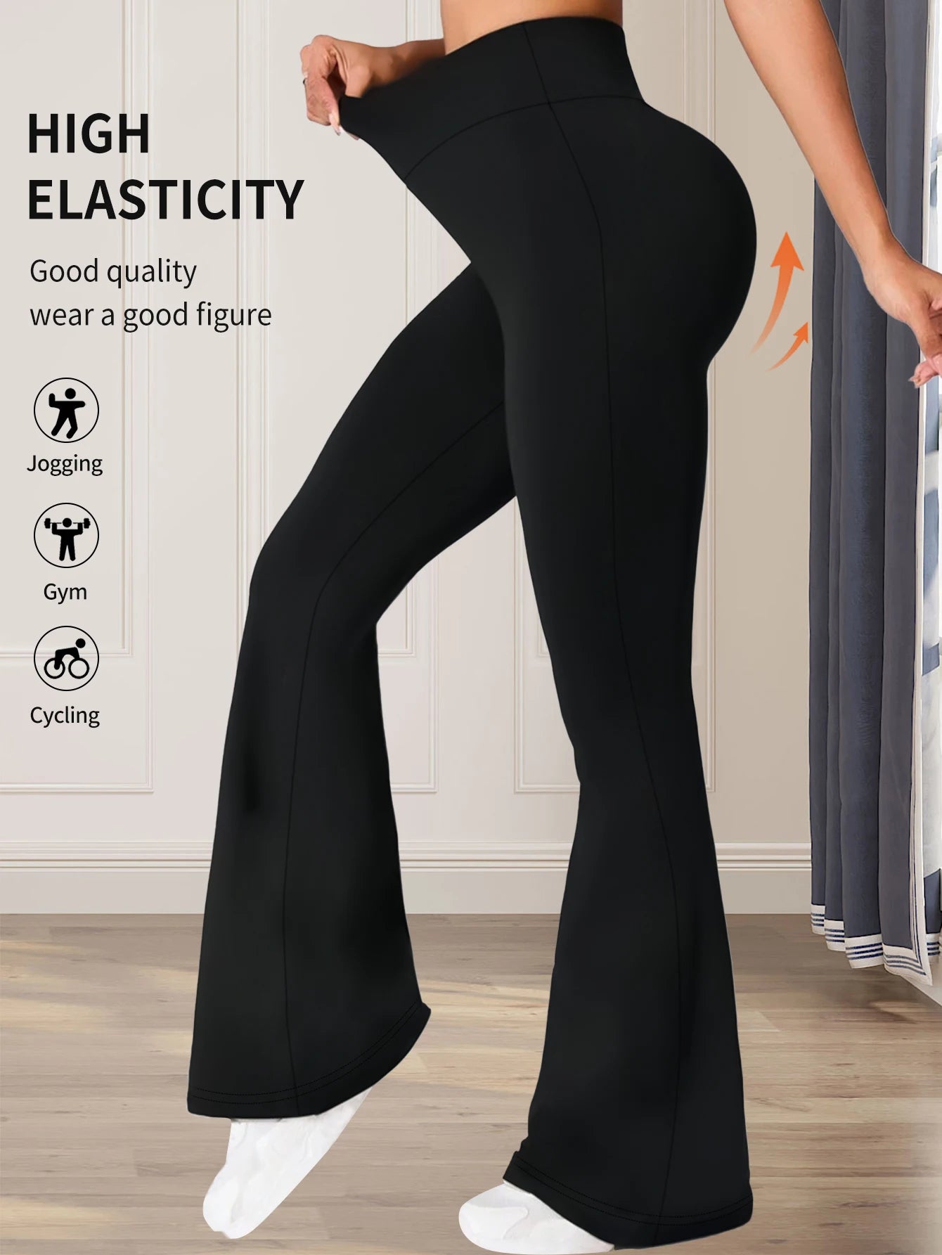 spring and summer high waisted tight fitting flared pants