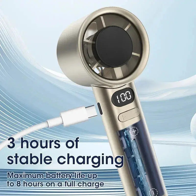 Mini Handheld Fan Mute Handheld Fan 4 Speeds Adjustment Air Calculating Fan With Power Display Portable Handheld Fan Aura Heaven