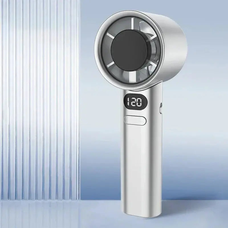 Mini Handheld Fan Mute Handheld Fan 4 Speeds Adjustment Air Calculating Fan With Power Display Portable Handheld Fan Aura Heaven