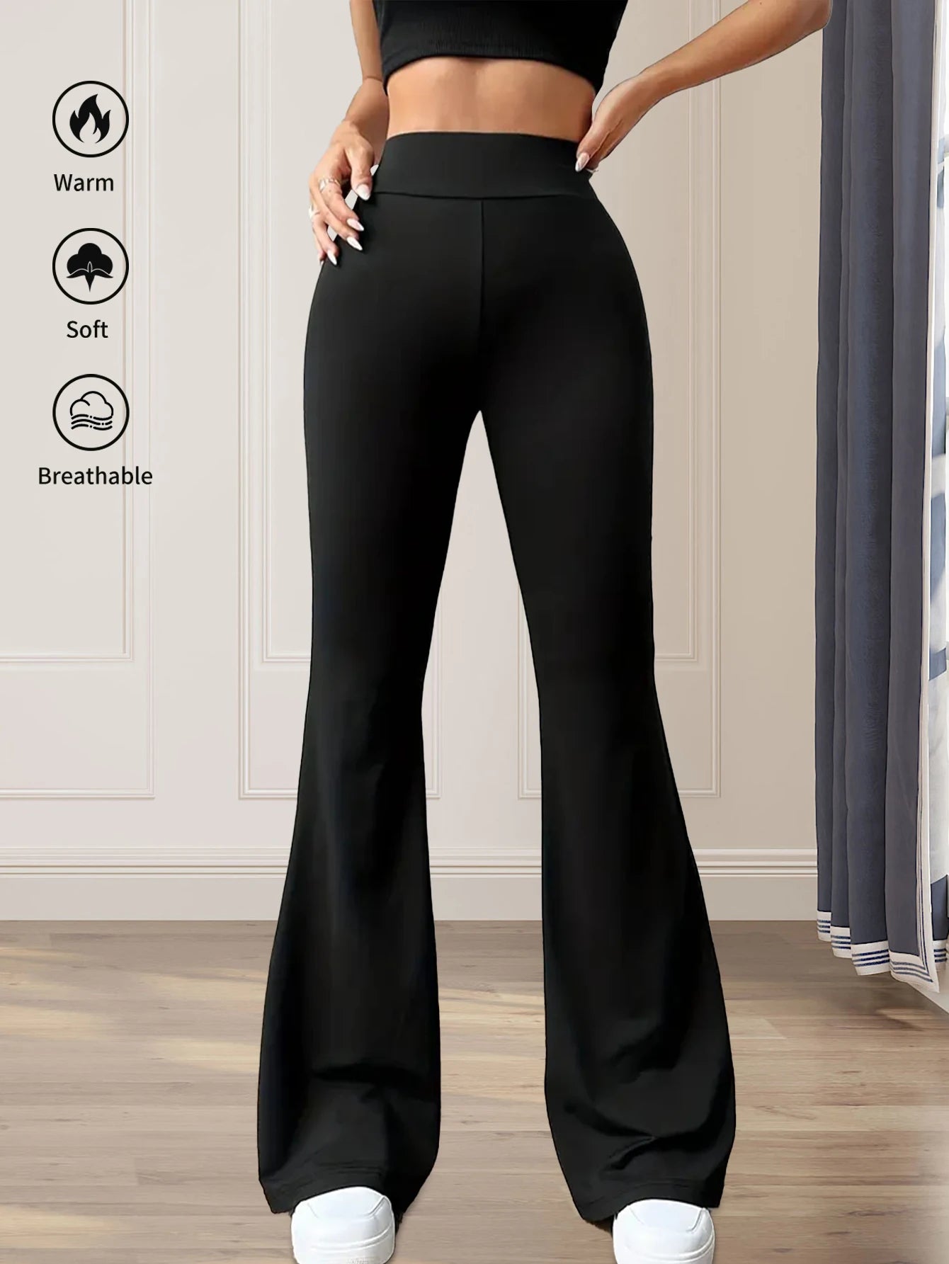 spring and summer high waisted tight fitting flared pants