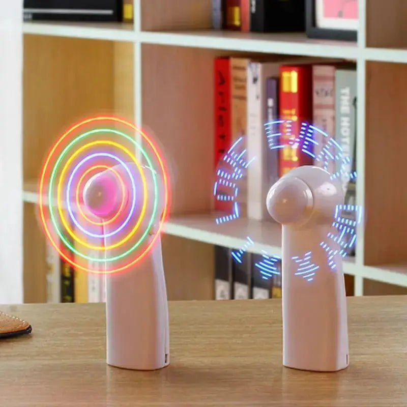Mini Night Light Handheld Fan Electric Fan  Portable Desktop Battery Mini Customizabl Gift To Give Guests Led Rainbow Lights Fan Aura Heaven