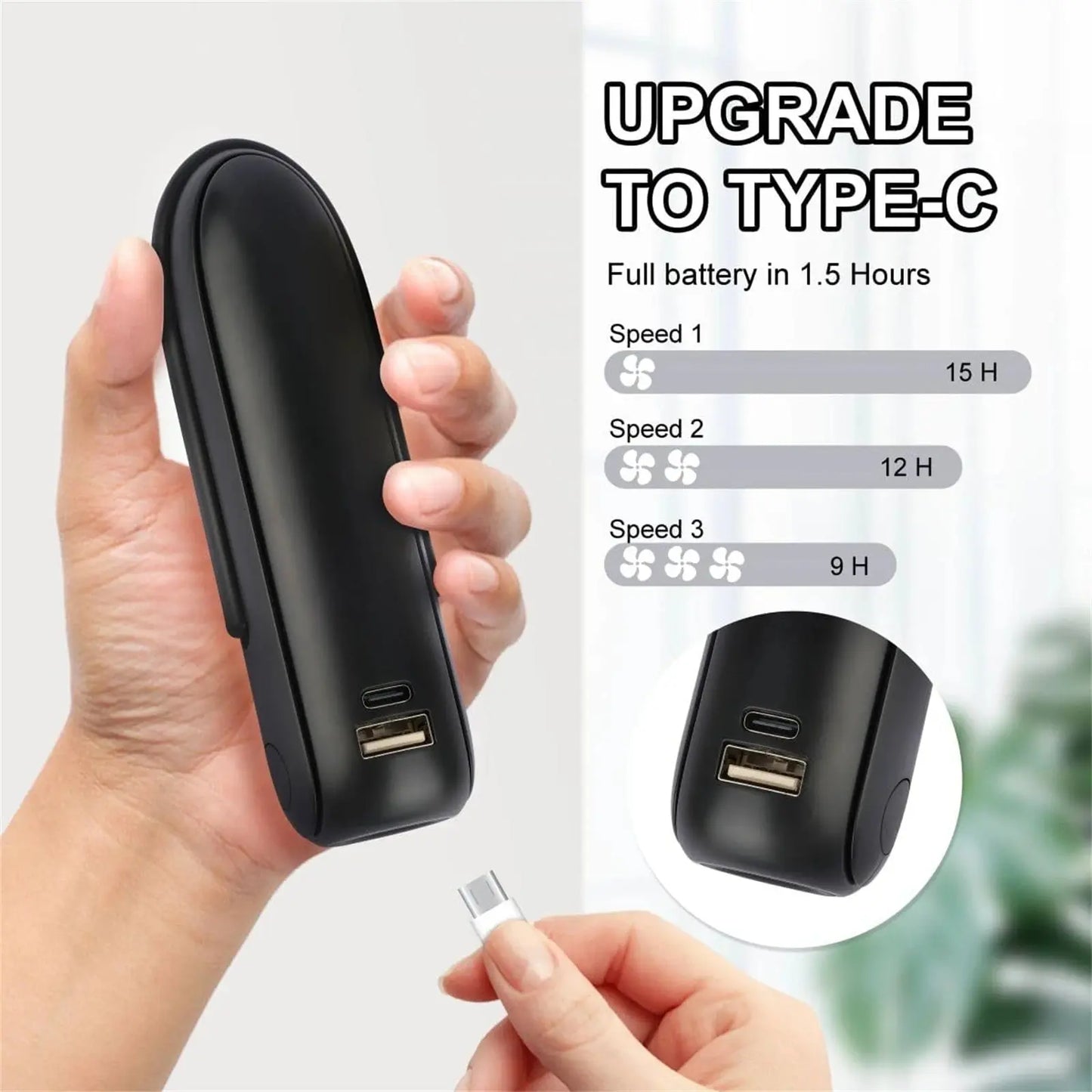 Mini Fan Handheld, 3 Speeds Handheld Fan, 3 in 1 Portable USB Fan with Flashlight Power Aura Heaven