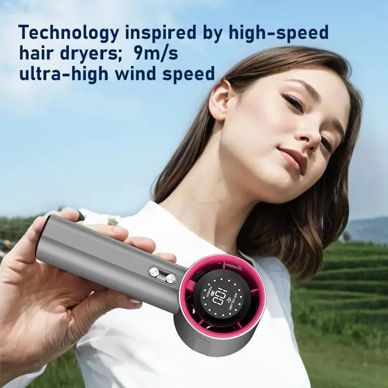Portable Turbo Fan 4000mAh Handheld Fan Digital Display LED Display Fan 100 Wind Speed Super Long Battery Life Travel or Outdoor Aura Heaven