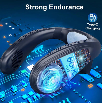 New Neck Air Conditioner Portable Neck Fan Rechargeable Semiconductor Cooling Bladeless Fan Outdoor Personal Fan Wearable Cooler Aura Heaven